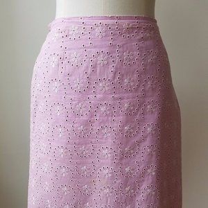 Moschino Jeans Women Pink A-Line Embrodery Skirt Scallop Finish Size 44 VTG